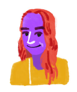 a hand-drawn cartoon of tracey samuelson